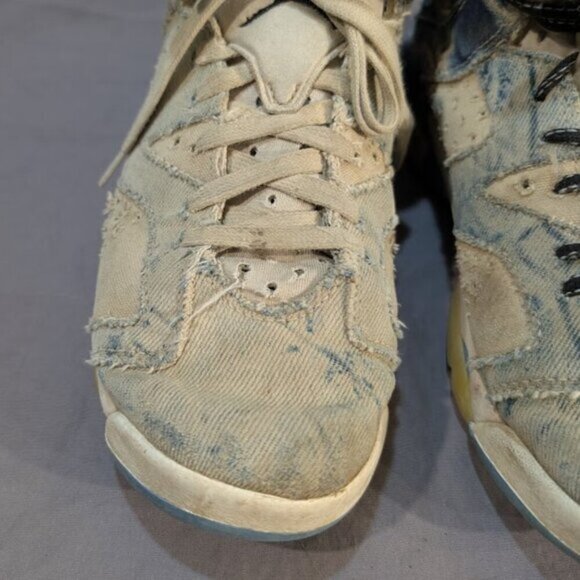 Nike Air Jordan 6 Womens Sz 8 (Youth 7Y) Acid Wash Denim Sneakers DM9045-100 - Picture 4 of 9